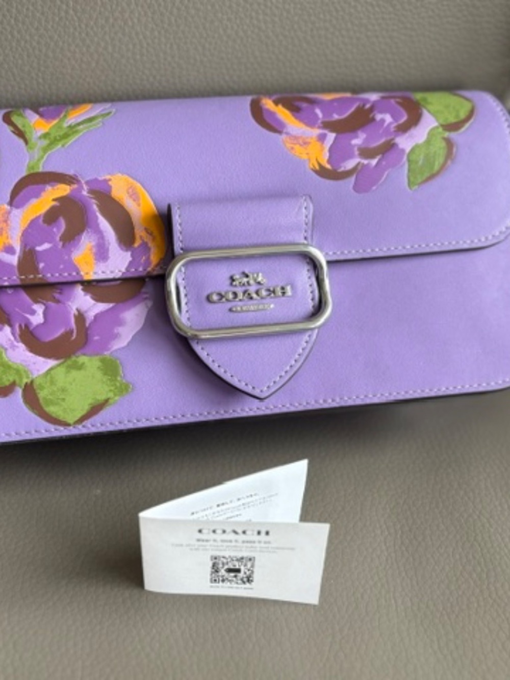 COACH Morgan Iris Multi Shoulder Bag with Rose Print lavender NWT - Picture 3 of 16